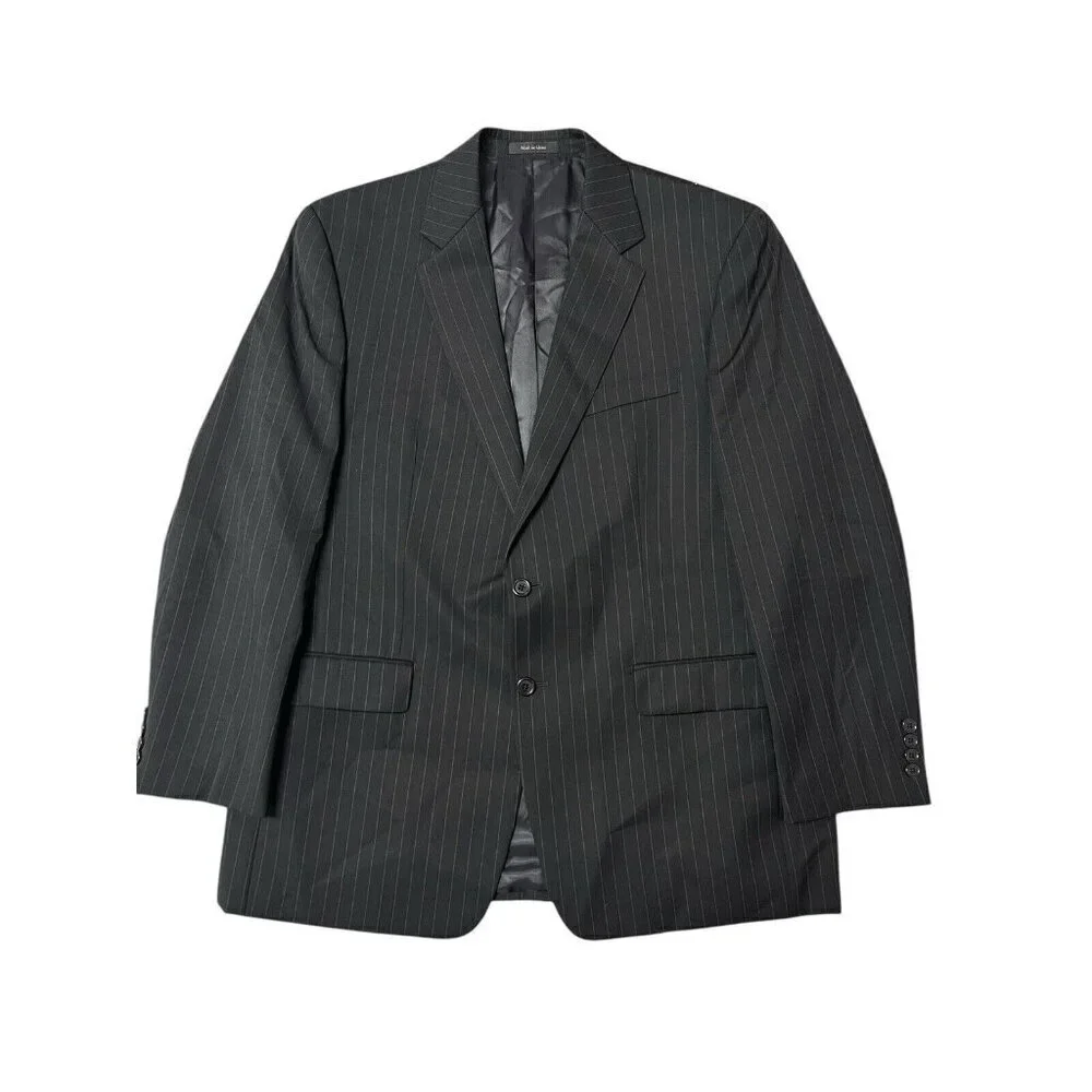 Lauren Ralph Lauren Blazer Jacket Men's 43R Black Pinstripe Two Button Wool